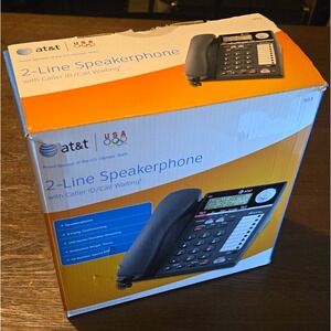 AT&T 993 2-Line Corded Desk Phone Speakerphone Caller ID Call Waiting Black